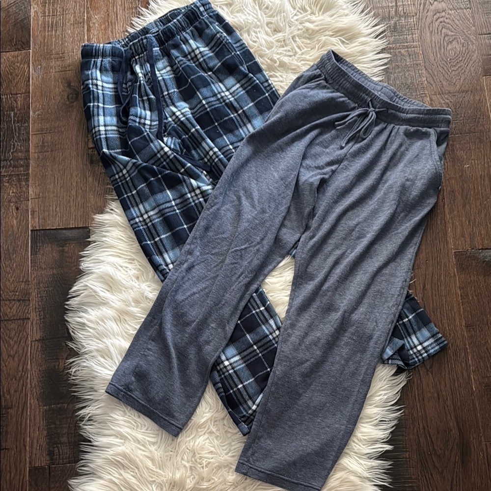 Plaid and Solid Pajamas Pants Set
